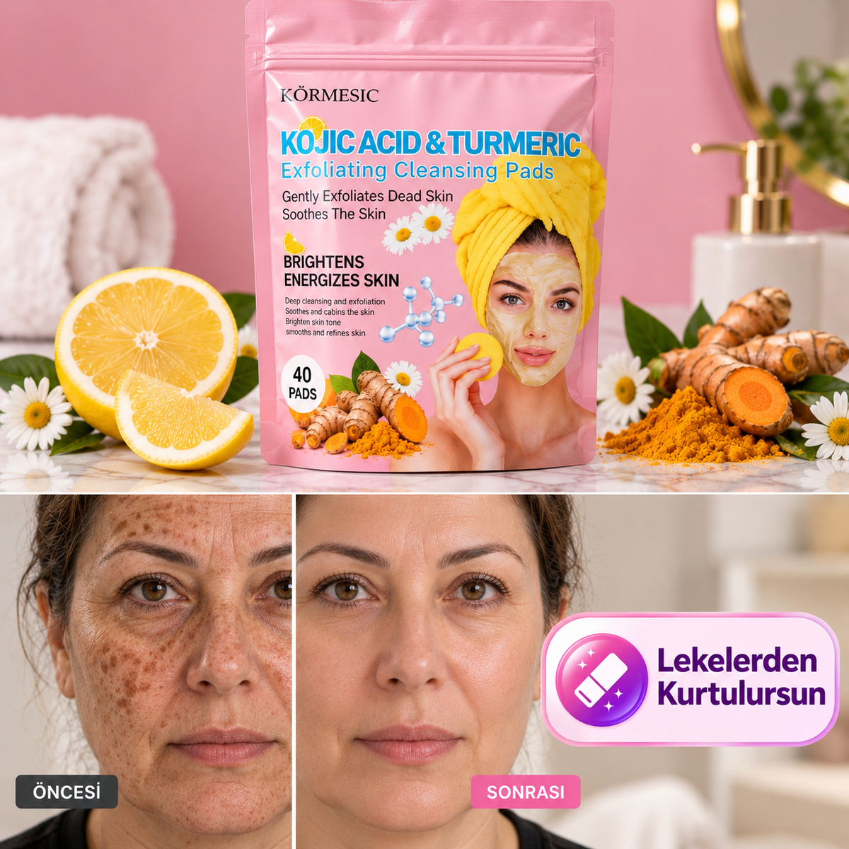 Zerdeçal İçeren Nazik Peeling Pedleri  & Cildiniz Parlasın