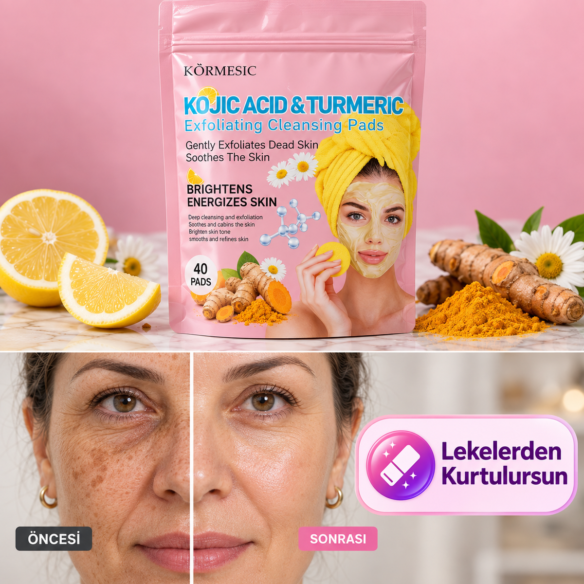 Zerdeçal İçeren Nazik Peeling Pedleri  & Cildiniz Parlasın