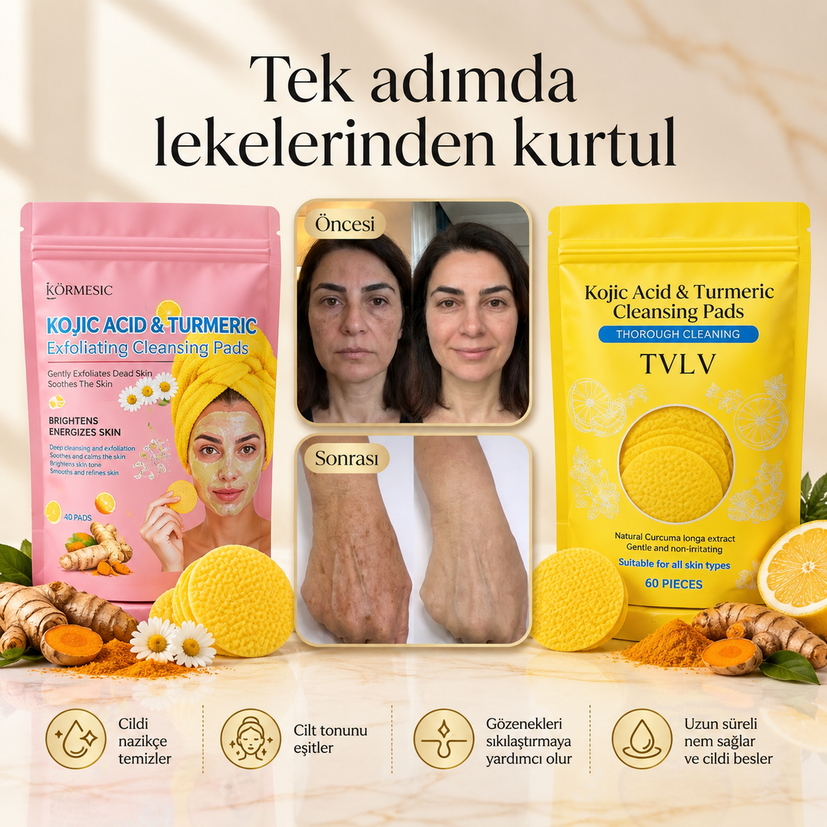 Zerdeçal İçeren Nazik Peeling Pedleri  & Cildiniz Parlasın