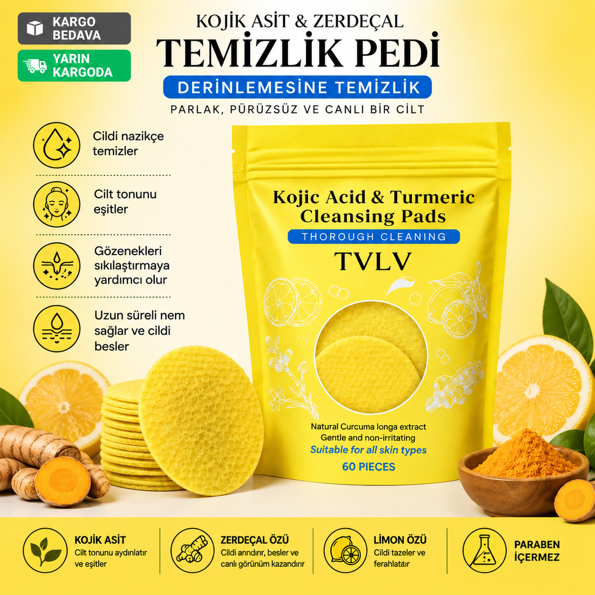 Zerdeçal İçeren Nazik Peeling Pedleri  & Cildiniz Parlasın